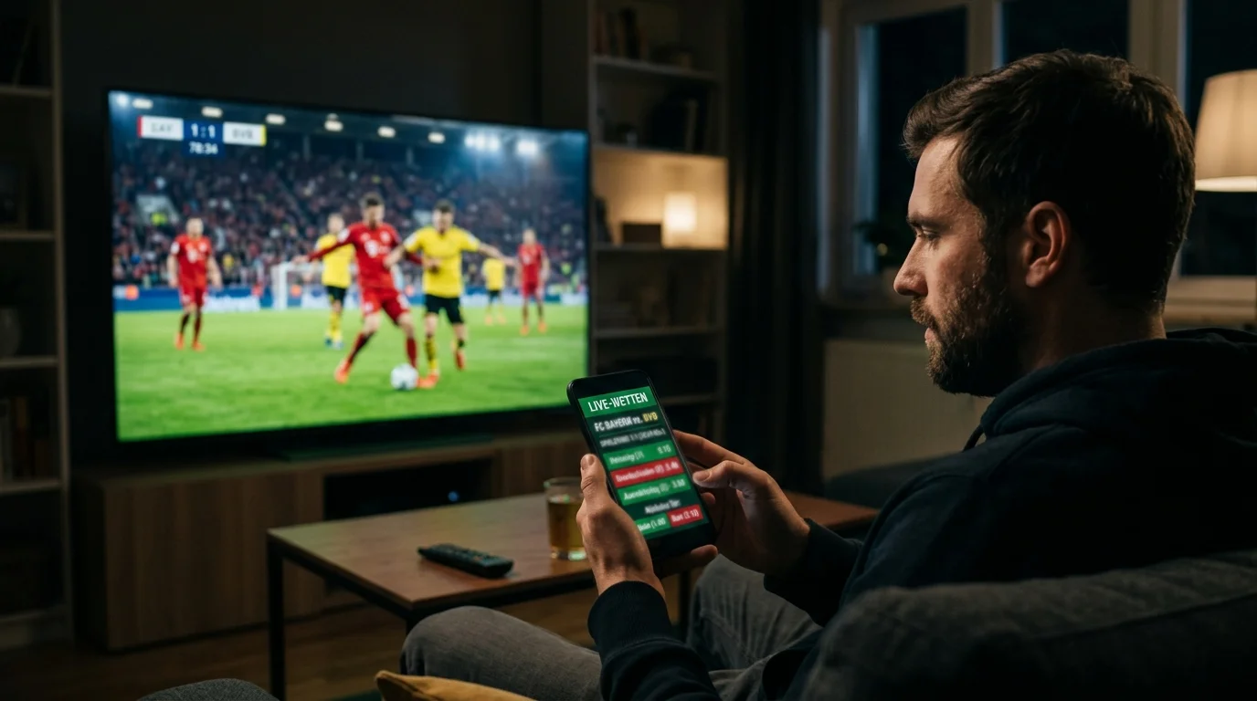 Live-Wetten auf Fußball: Echtzeit-Quoten auf dem Bildschirm während eines Spiels